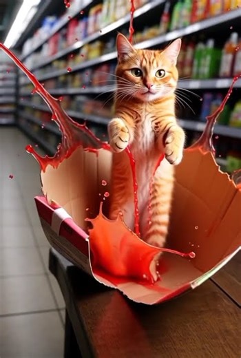 Cat Jumps Out of Exploding Juice Box! 😂💥🐱