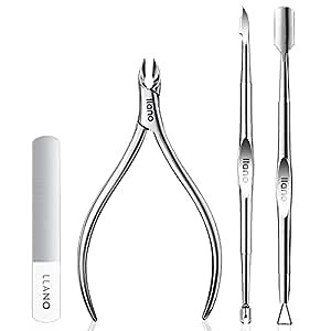 4pcs Cuticle Trimmer Set,Professional Cuticle Trimmer with Cuticle Pusher, Built-in Spring Cuticle Cutters for Nails, Durable Cuticle Nippers Set,Cuticle Remover for Fingernails and Toenails (Silver)