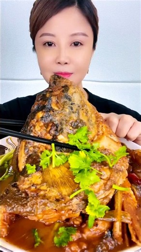 spicy fish head eating challenge asmr