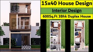 15x40 Home Design, 3Bhk Duplex Floor Plan and 3D Elevation - Home CAD 3D