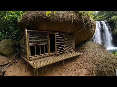 Guy Crafts Thatch Bamboo Hut Under Huge Rock: 7 Days 2025