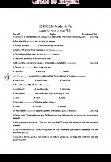 Grade 10 English Revision and Exam Prep