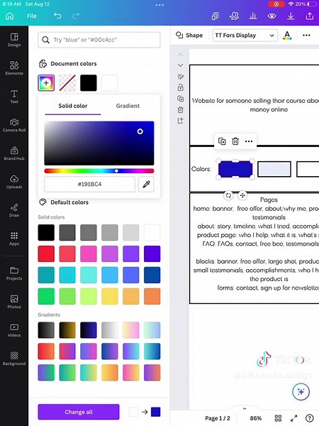 How i prep to build a website before wireframing. Pretty sure this could just be called brainstorming… #designplan #websitedesign #canva #squarespace