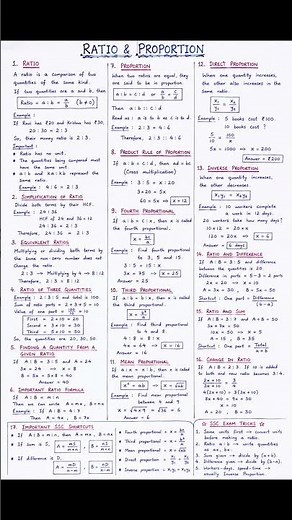 Ratio & Proportion Handwritten Notes | SSC CGL, SSC CHSL & Competitive Exams | Maths Tricks