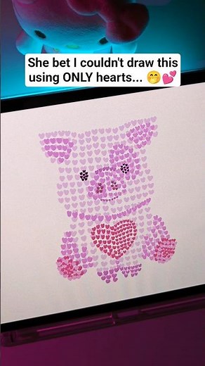 Artworkout app 🩷 She bet I couldn't draw this using ONLY hearts... 🤭💕 #ipadgames #drawing #cuteart
