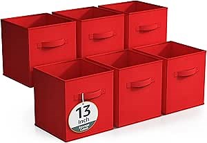 Sorbus Fabric Storage Cubes - 6 Foldable Storage Bins for Organizing Pantry, Cubbies, Toy Box - Clothes Storage & Closet Organizer - 13 Inch Collapsible Cube Baskets for Shelves with Handle
