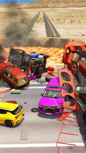 Flatbed Trailer McQueen Transportation with Truck - Speedbumps vs Cars vs Train - BeamNG.Drive #1