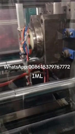 Plastic paint bucket injection molding machine and mold with robot in-mold-labeling working together