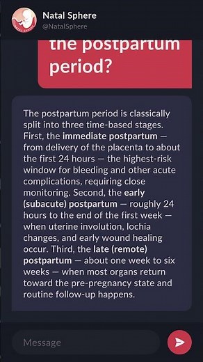 What are the three stages of the postpartum period?