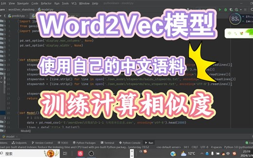 使用自己的中文语料训练word2vec模型并计算相似度
