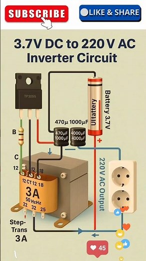 3.7V DC to 220V AC Inverter Circuit 🔋 | DIY Mini Inverter | Electronics Project