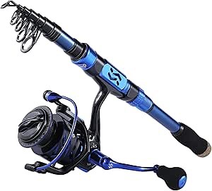 Sougayilang Fishing Rod Reel Combinations, 24 Ton Carbon Fiber, Portable Telescopic Fishing Rod Spinning Reels for Travel Saltwater Freshwater Fishing Gifts for People
