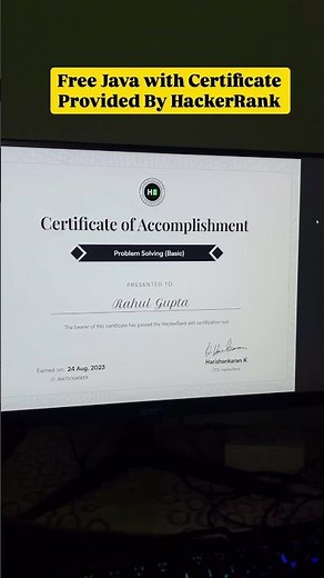Free java course and certificate provided by HackerRank #computer #certificate