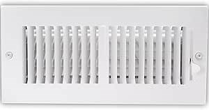 EZ-FLO 10 x 4 Inch (Duct Opening) Air Vent Cover for Wall or Ceiling, Two-Way Ventilation Register, Solid Steel HVAC Register Cover, White, 61609