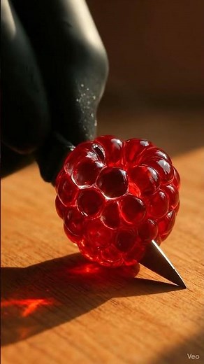 Raspberry — Color Red | Crystal Slice ASMR 8K #asmr #relaxing #satisfying #experiment #relax