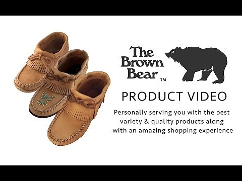 Women's Bastien Industries Ankle High Moose Hide Leather Fringed Moccasins B468