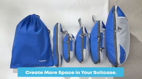 Gonex 6 Set Compression Packing Cubes Mesh Luggage Organizers for Travel Accessories Suitcase Storage Bags Set