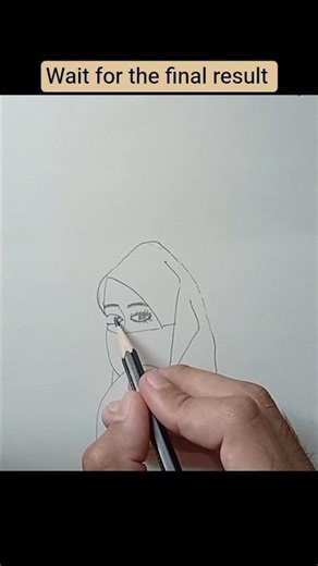Beautiful Niqab Girl Pencil Drawing ✏️🧕 | Islamic Art #shorts
