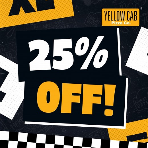 30 reactions · 351 shares | Get 25% OFF when you order 2 15" XL Edge-to-Edge Pizzas®!  Pick from your Edge-to-Edge faves and get more pizza for less. Valid for dine-in, takeout, and delivery until December 16, 2025 at all Yellow Cab Pizza stores except Camaya. Order now via:  Max’s Group Delivers app  delivery.yellowcabpizza.com ☎️ (02) 8789-9999  GrabFood DTI Fair Trade Permit No. FTEB-235866 | Yellow Cab Pizza Co. | Facebook