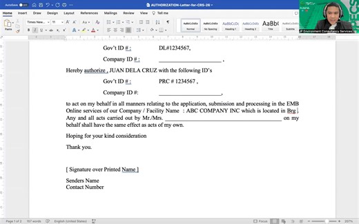 DENR EMB-prescribed Authorization letter in using DENR Online Services #pco #authorizationletter | JP Environment Consultancy Services