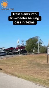 533K views · 2.5K reactions | A train collided with an 18-wheeler hauling cars in Schertz, Texas, just outside San Antonio. Fortunately, no one was injured and the train did not derail, though investigators are still working to determine why the truck was stopped on the tracks. | CBS Mornings | Facebook