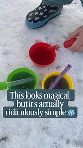Save this for your next snow day! All you need is snow, a little coloured water, and some syringes or pipettes No screens. No fancy setup. Just outdoor winter play, creativity, and a whole lot of wonder. They’re drawing, mixing colours, experimenting, and staying outside longer than I expected, which is always a win in winter 🙌 Save this for your next snow day and thank yourself later 🤍 #WinterPlayIdeas #SnowDayActivities #OutdoorPlayKids #SimplePlay #PlayBasedLearning KidsActivitiesAtHome Win
