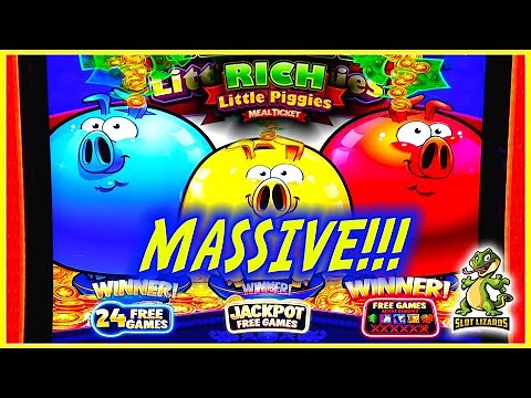 EPIC 3 PIGGY TRIGGER MONSTER WIN! Rich Little Piggies Meal Ticket Slot