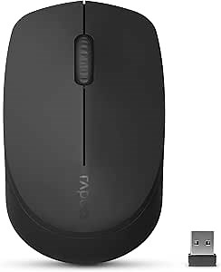 Rapoo Bluetooth 2.4G Wireless Mouse, 2 Bluetooth Channels with 1 USB Receiver Noiseless Mouse, Connect up to 3 Devices, Portable Computer Mice for PC, Tablet, Laptop-Black