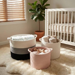 Custom Diaper Caddy Basket, Cotton Rope Nursery Organizer With Handles, Made to Measure Storage for Diapers Wipes Baby Items - Etsy Canada