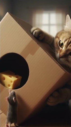 😼😼Shocking! Cat’s DIY Cardboard Box Trap—Does It Work?#cat #kitten #cute #mouse #smartcat #box