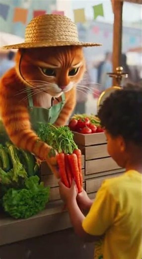 Funny Cat Selling Vegetables in the Market 🐱🥕 | Cute Animal Story