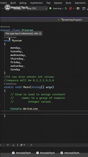 enum in C# | #MortalTech | #10