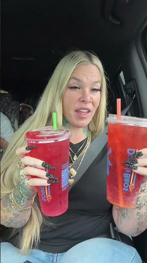 Dutch bros! Sf extra raspberry 🥥🍓￼ green tea and rebel! ￼#dutchbros #sugarfree #mamacookie