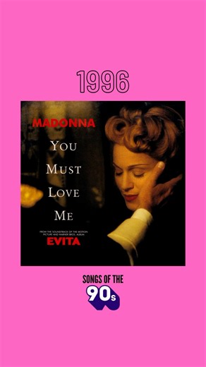 Songs of the 90s on Instagram: "“You Must Love Me” by @madonna From the motion picture soundtrack “Evita” (1996) @warnermusic @billboardcharts #18 Hot 100, #25 Radio Songs, #23 Mainstream Top 40, #15 Adult Contemporary, #23 Adult Top 40 #SongsOfThe90s #HitsOfThe90s #90sMusic #1996 #90s #Evita #Madonna Video property of Warner Bros. Records"