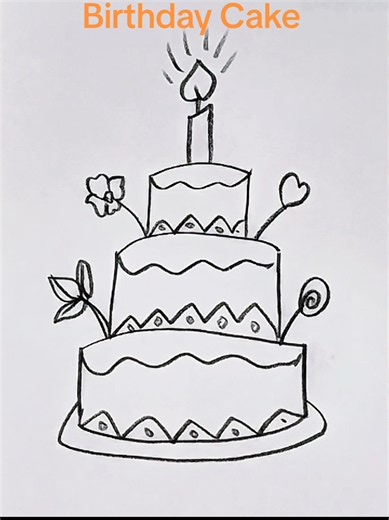 Easy Birthday Cake Drawing Tutorial