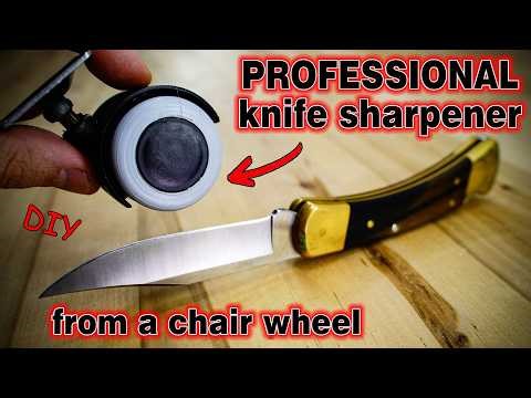 Making a simple professional knife sharpener from a Chair Wheel DIY