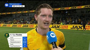 "I had the majority of my family up in the stands... Words can't really describe it, to be honest." Kye Rowles on what it meant to score his first Subway Socceroos goal, in front of his family. Catch the #AUSvLBN replay & highlights on 10 Play! 📱💻: www.10play.com.au/socceroos @DanielGarb | 10 Football