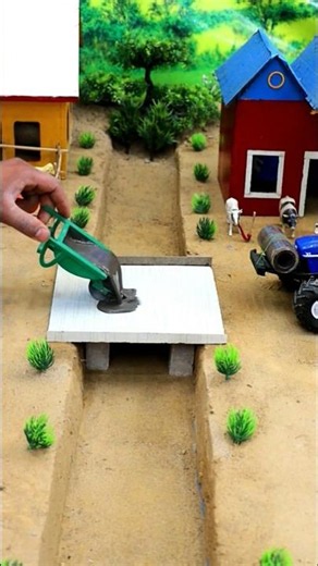 Diy tractor builds concrete bridge #shorts