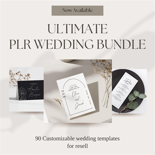 Minimalist Wedding Stationery Bundle, 90 Canva Templates (PLR) - Etsy