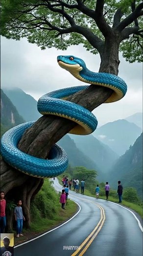 Blue python in a tree #shorts #ai #snake #shortvideo #trendingshorts #short #shortsfeed