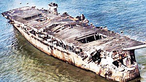 What an atomic bomb did to an aircraft carrier