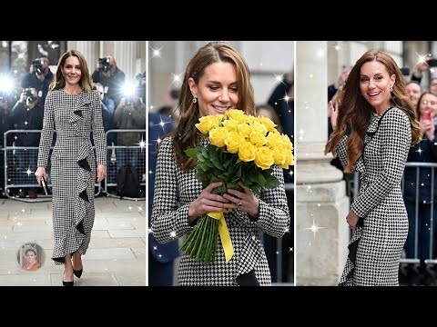 Catherine Shows Off Her TINY WAIST in The Houndstooth Pencil Dress As She Arrived At the Anna Freud