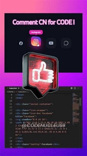 ❤️🤌🏻 CSS Social Icons Is SOO Satisfying 😌 | HTML & CSS #coding #webdevelopment #htmlcssjs #shorts