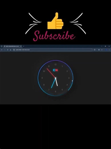 🏆 HTML CSS & JS NEUMORPHISM ANIMATED CLOCK #coding #htmlcssjs #webdesign #shorts