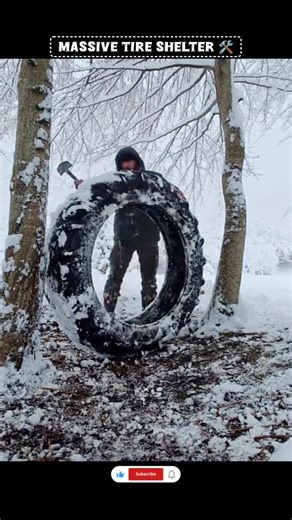 Turning a Massive Tire into an Off-Grid Shelter 🛠️ #bushcraft #survival #offgrid #outdoors