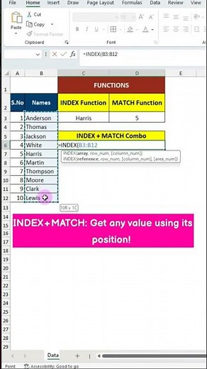 INDEX + MATCH in Excel – Quick Tip