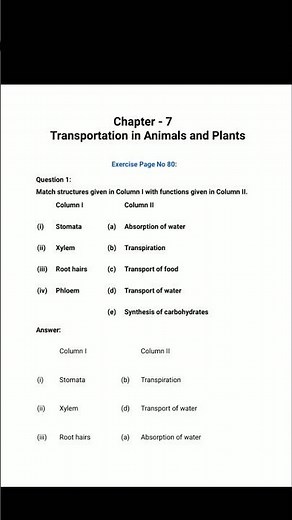 class 7th science chapter 7 Transportation in Animals and Plants ncert question answer