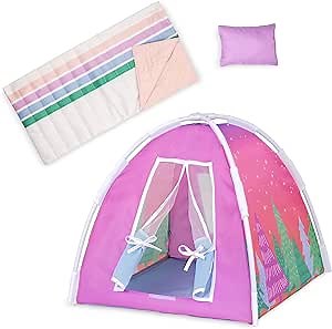 Glitter Girls – 14-Inch Doll Accessories – Camping Set – Colorful Play Tent & Rainbow Sleeping Bag with Pillow – 3+ Years– Children’s Toys
