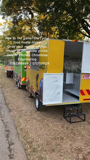 Trailer dimensions 2.8mL x1.7mW x2mH 2 chip fries Burger grill 2 gas stoves 2 chaffing dishes Single window vent (cooking side) Single long serving hatch Sink mini Regulator Single axle Coupler x1 Tire sizes 13x2 brand new tires Gas cage optional size Silver angle dotted finishers $1,600