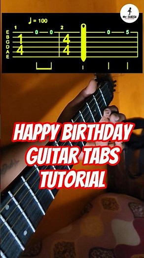 Happy Birthday Guitar Tabs Tutorial for Beginners #shorts #guitartutorial #guitarlesson #guitartabs